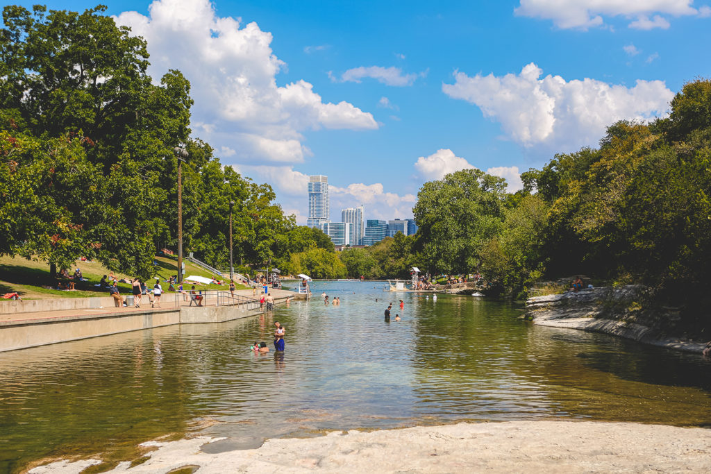 ground view sunny barton springs austin texas